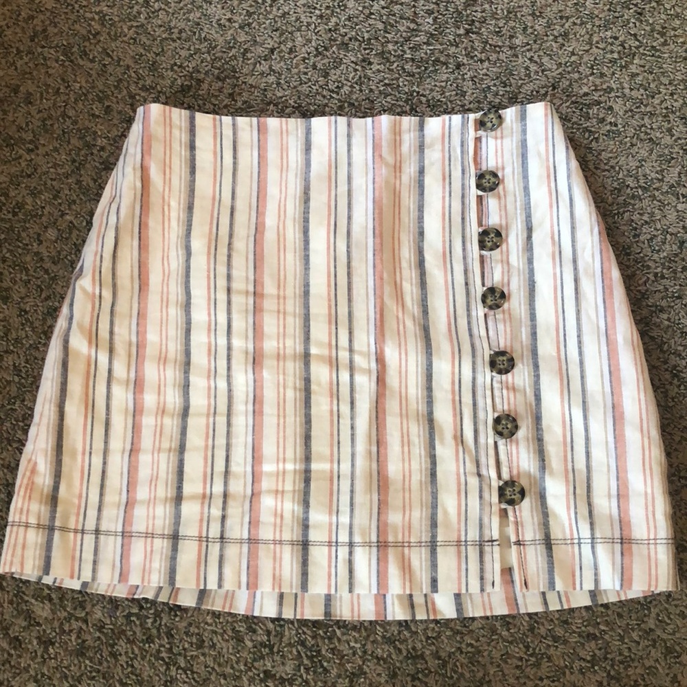 Free People Striped Mini Skirt - Pink, Blue, Cream